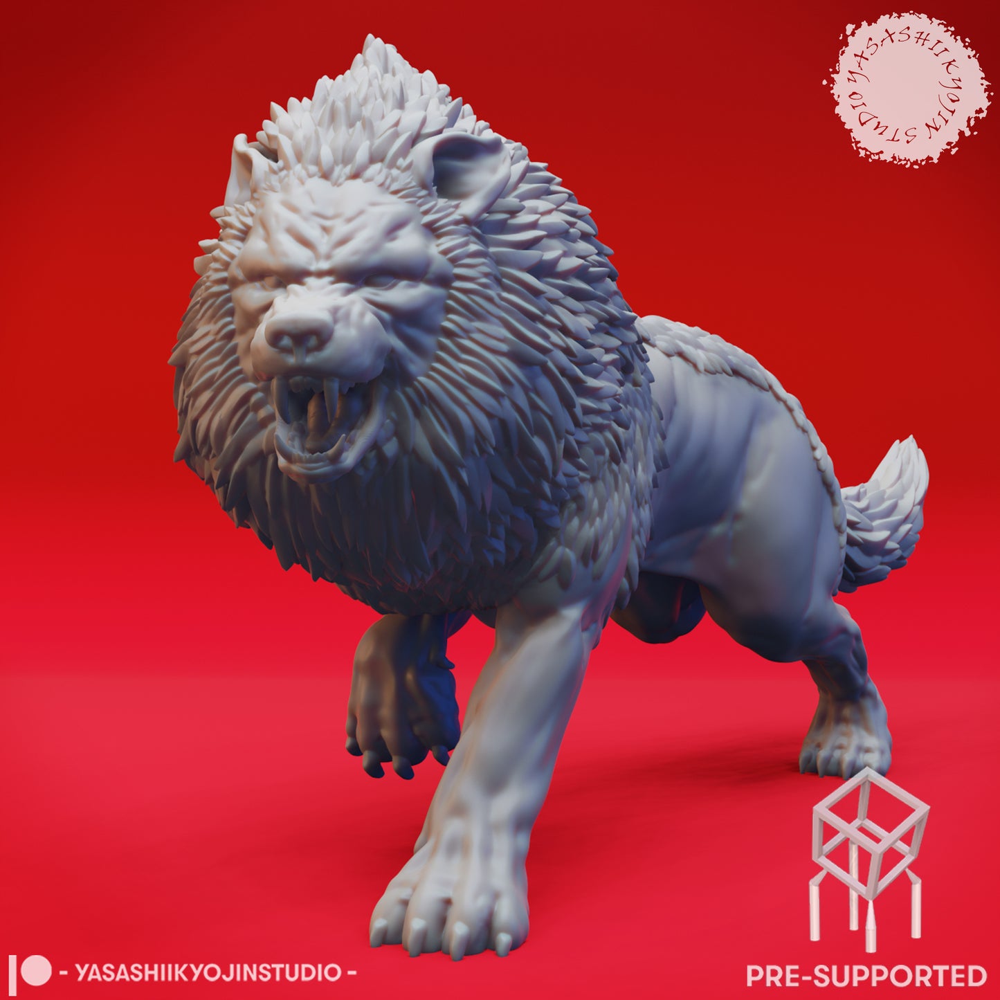 Dire Wolf - Charging - Tabletop MIniature (Pre-Supported STL)