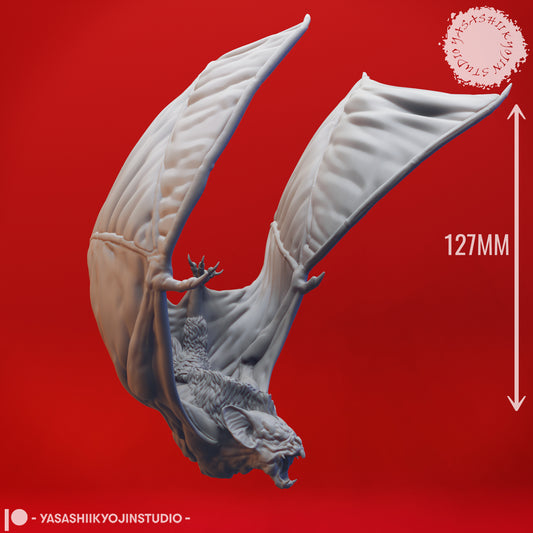 Dire Bat - Swooping - 3D Printed Mini for Tabletop Gaming, Dungeons and Dragons, Pathfinder, Kings of War and other RPG's