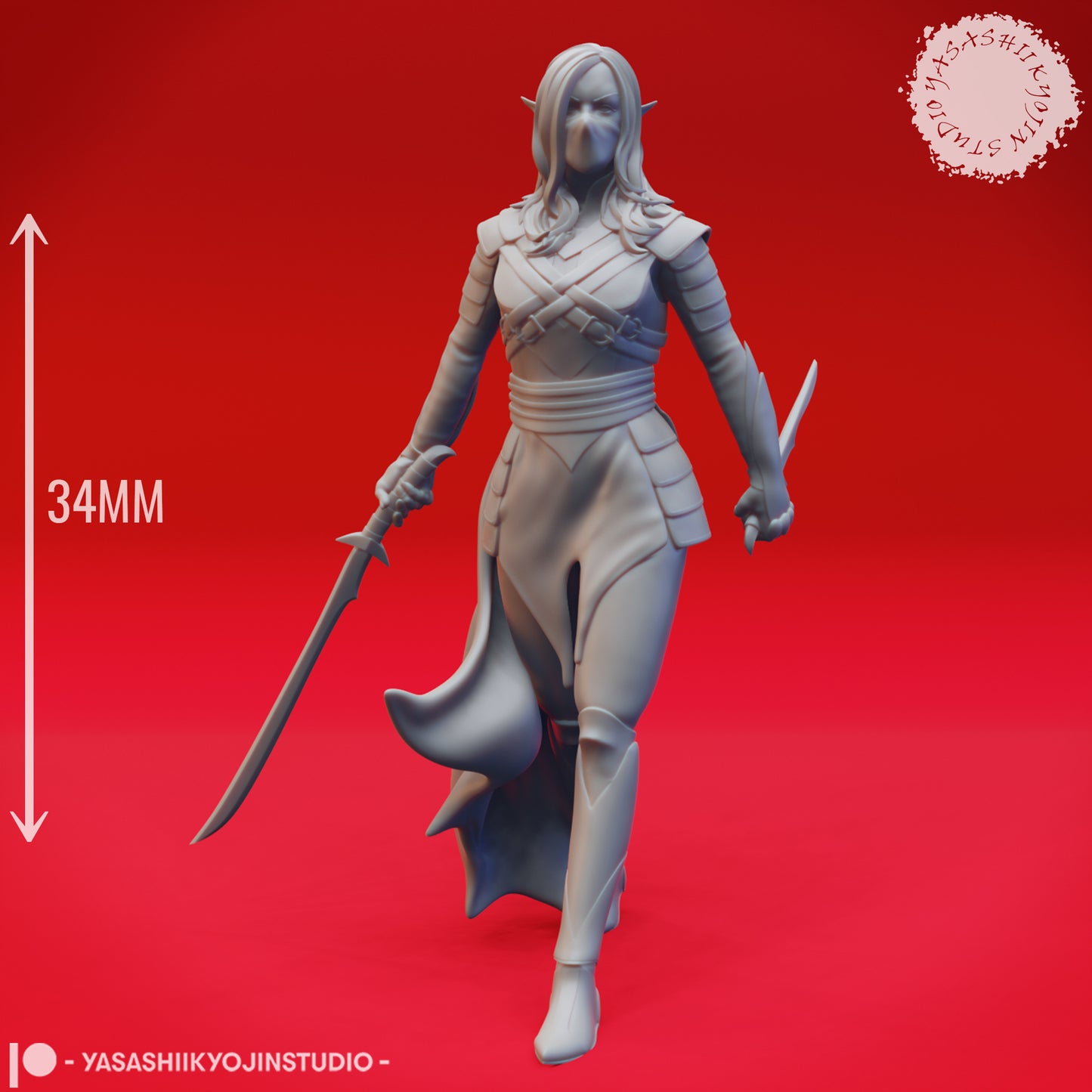 Drow - Assassin - 3D Printed Mini for Tabletop Gaming, Dungeons and Dragons, Pathfinder, Kings of War and other RPG's