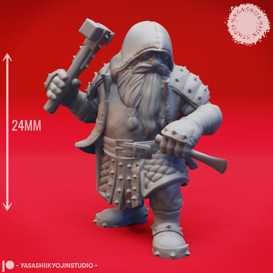 Duergar - Hammer - 3D Printed Mini for Tabletop Gaming, Dungeons and Dragons, Pathfinder, Kings of War and other RPG's