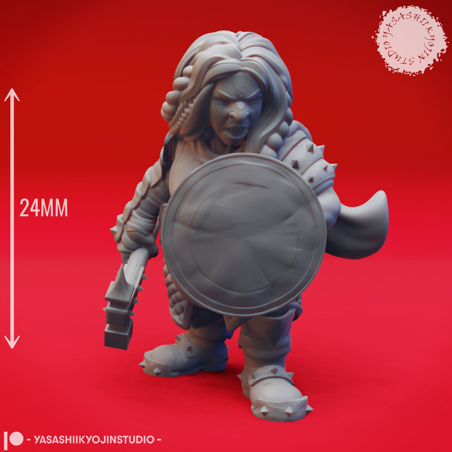 Duergar - Shield - 3D Printed Mini for Tabletop Gaming, Dungeons and Dragons, Pathfinder, Kings of War and other RPG's