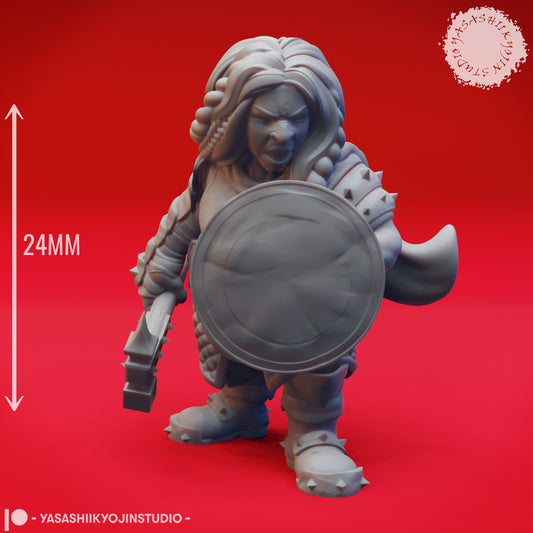 Duergar - Shield - 3D Printed Mini for Tabletop Gaming, Dungeons and Dragons, Pathfinder, Kings of War and other RPG's