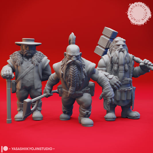 Dwarven Rockseeker Brothers - Bundle -- 3D Printed Mini for Tabletop Gaming, Dungeons and Dragons, Pathfinder, Kings of War and other RPG's