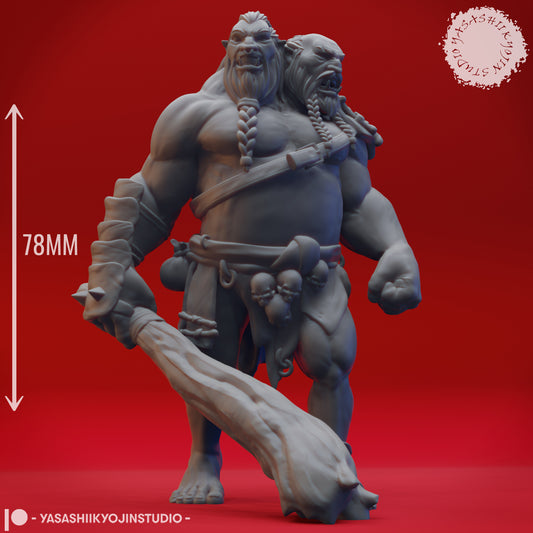 Ettin - 3D Printed Mini for Tabletop Gaming, Dungeons and Dragons, Pathfinder, Kings of War and other RPG's