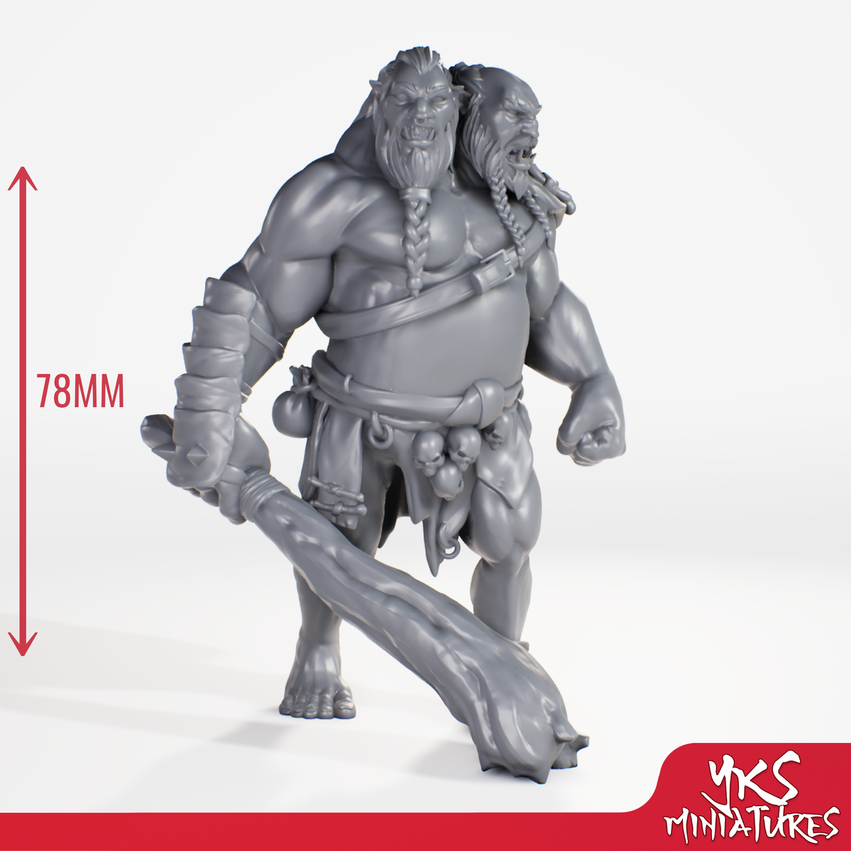 Ettin - 3D Printed Mini for Tabletop Gaming, Dungeons and Dragons, Pathfinder, Kings of War and other RPG's