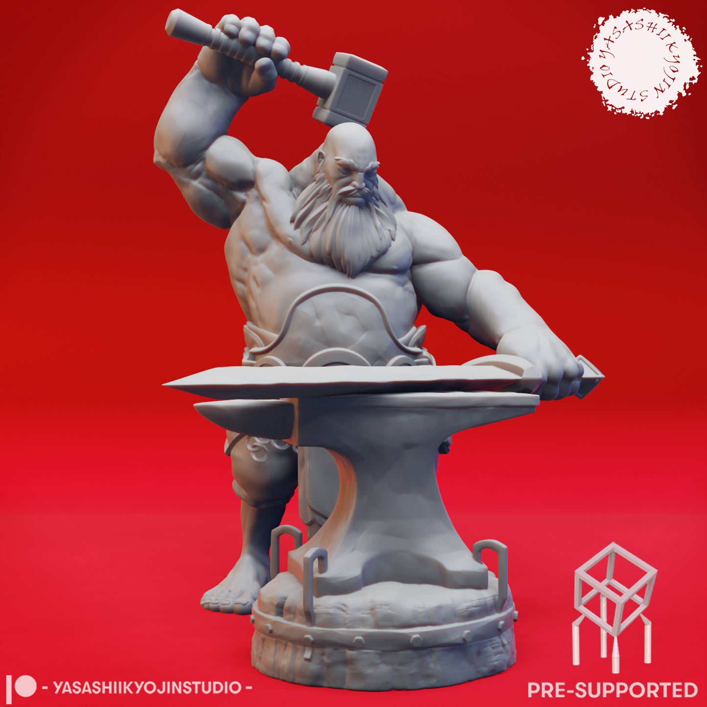 Fire Giant - Blacksmith - Tabletop Miniature (Pre-Supported STL)