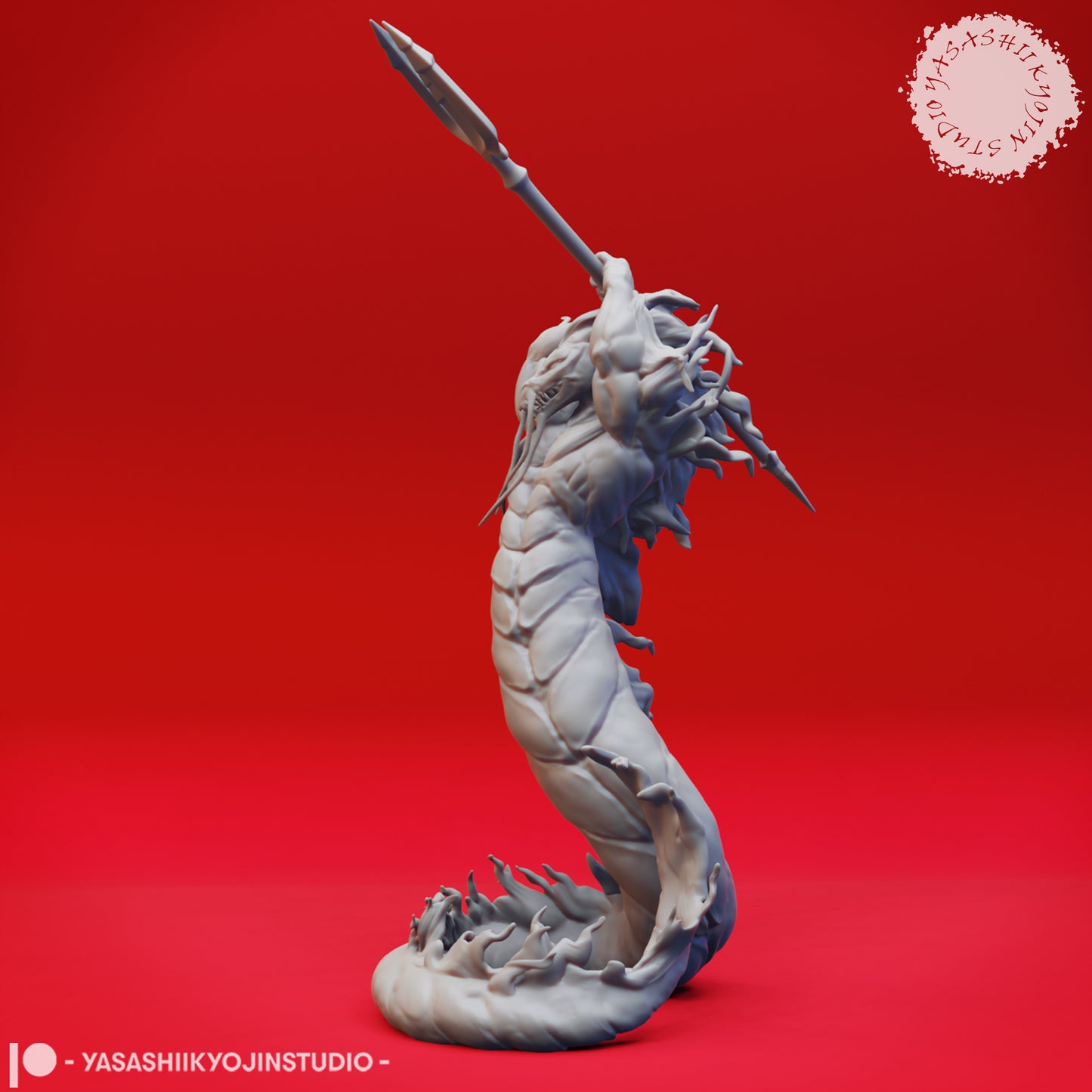 Flame Salamander - Trident - Tabletop Miniature (Pre-Supported STL)