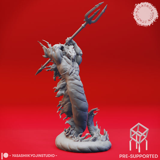 Flame Salamander - Trident - Tabletop Miniature (Pre-Supported STL)