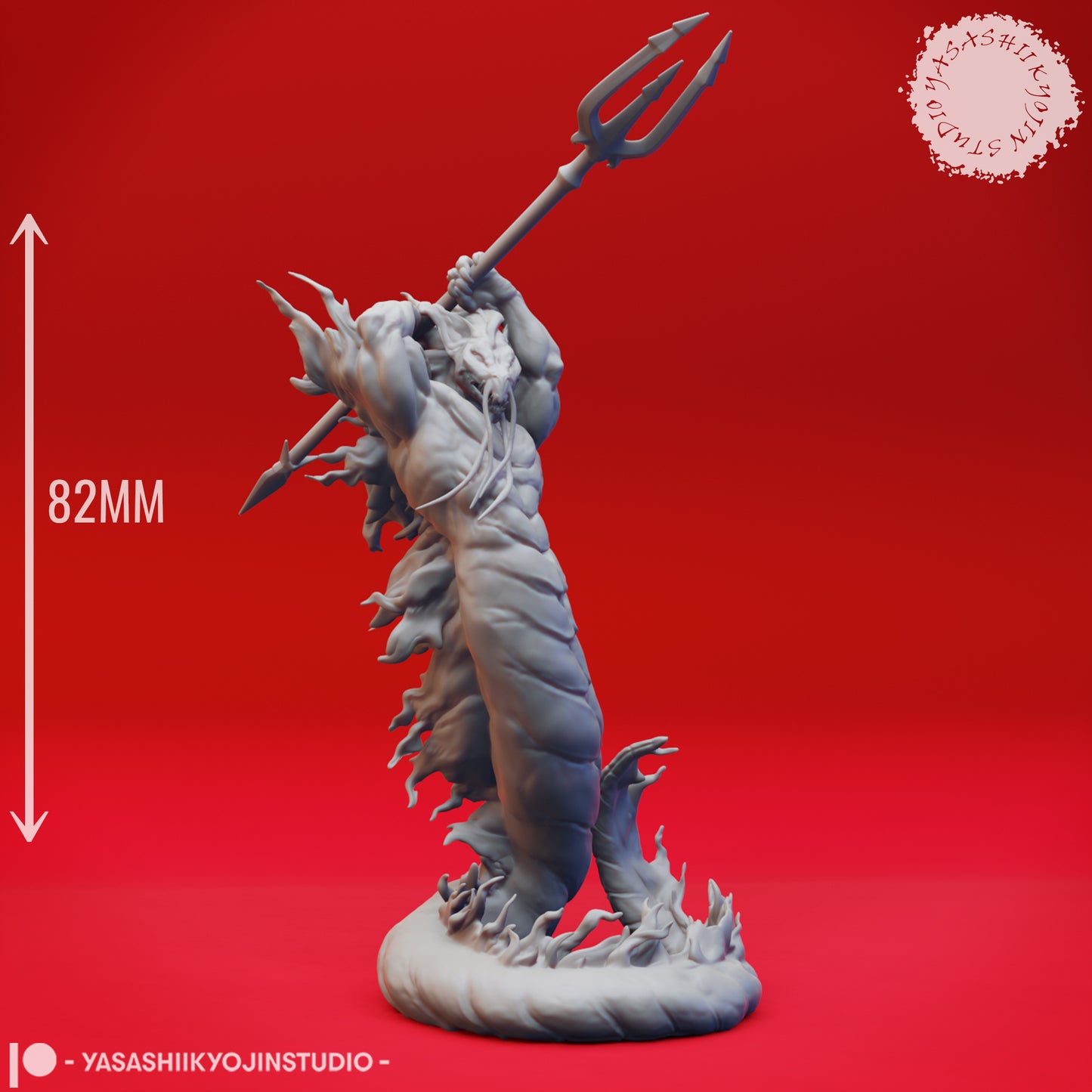 Flame Salamander - Trident - Tabletop Miniature (Pre-Supported STL)