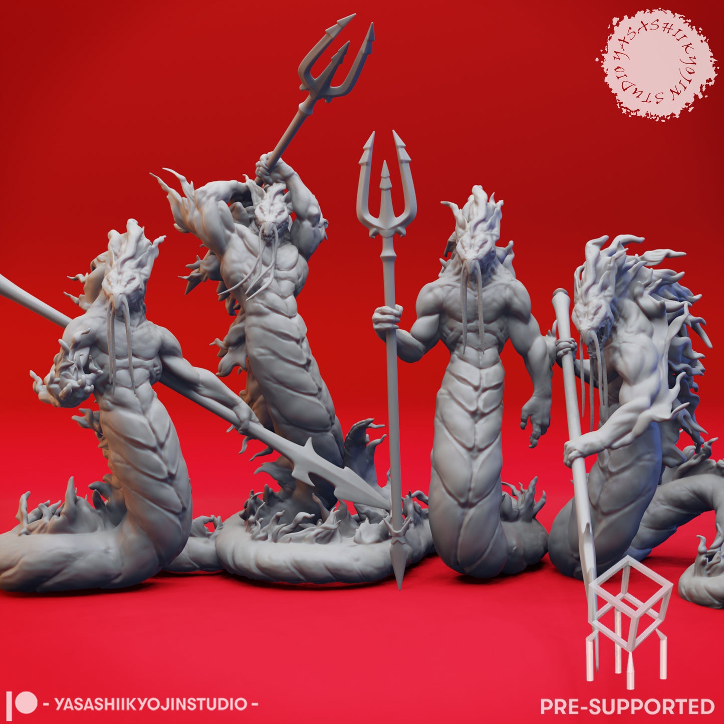 Flame Salamander Mob - Tabletop Miniatures (Pre-Supported STL)