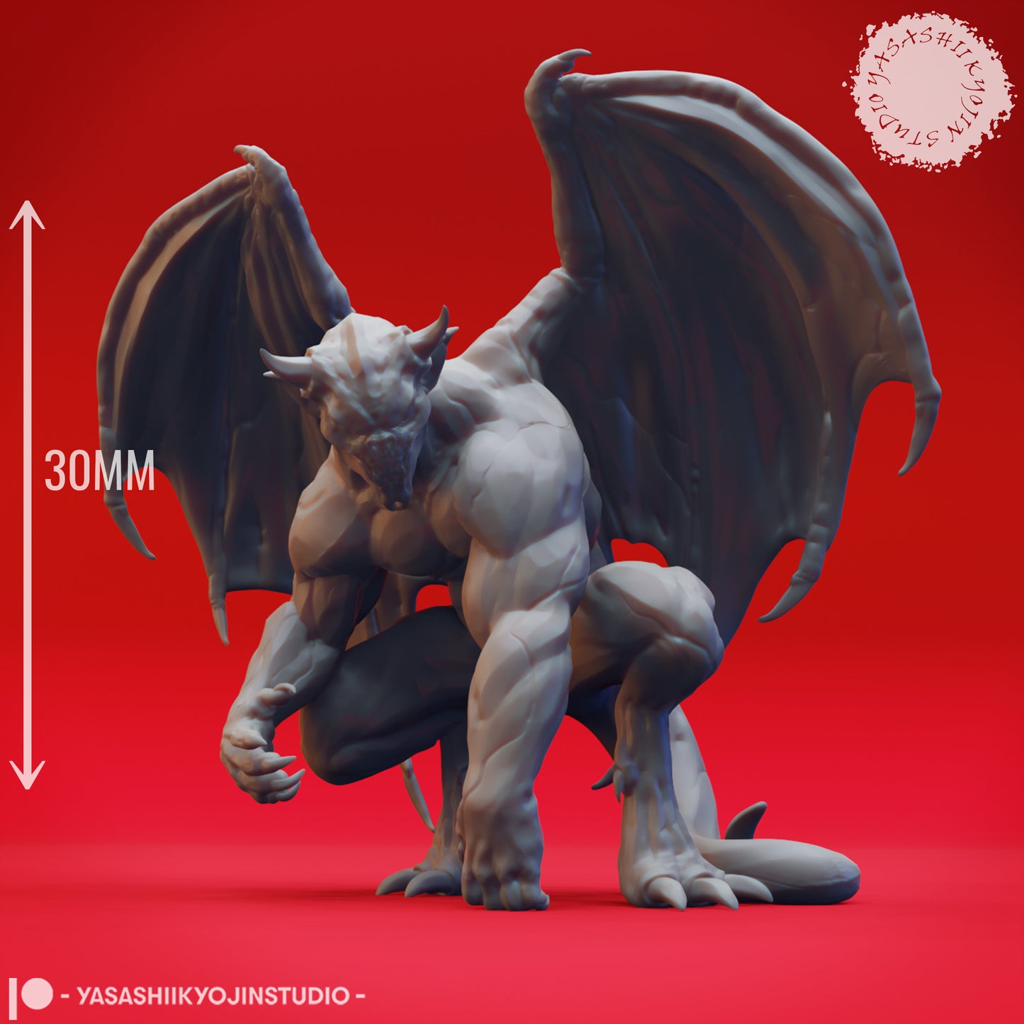 Gargoyle - Perched - Active - 3D Printed Mini for Tabletop Gaming, Dungeons and Dragons, Pathfinder, Kings of War and other RPG's