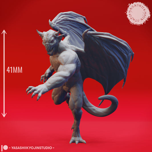 Gargoyle - Charging - 3D Printed Mini for Tabletop Gaming, Dungeons and Dragons, Pathfinder, Kings of War and other RPG's