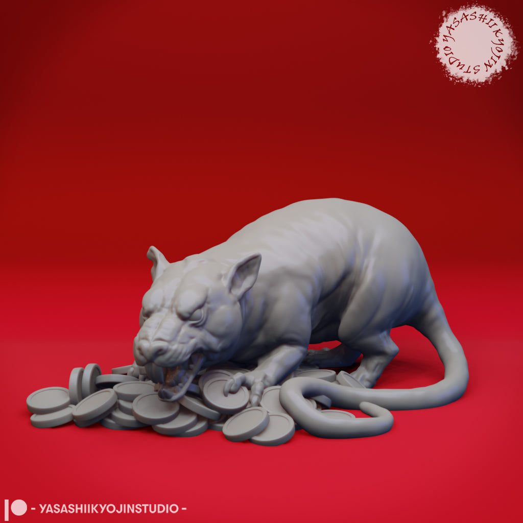 Giant Rat - Maks - 3D Printed Mini for Tabletop Gaming, Dungeons and Dragons, Pathfinder, Kings of War and other RPG's