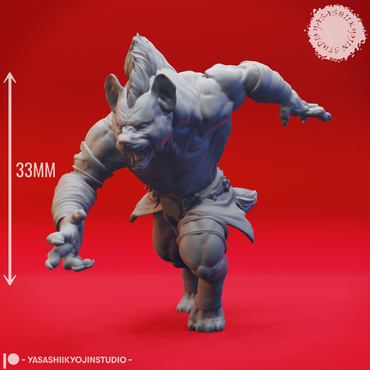 Gnoll - Charging - 3D Printed Mini for Tabletop Gaming, Dungeons and Dragons, Pathfinder, Kings of War and other RPG's