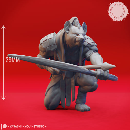 Gnoll - Archer - 3D Printed Mini for Tabletop Gaming, Dungeons and Dragons, Pathfinder, Kings of War and other RPG's
