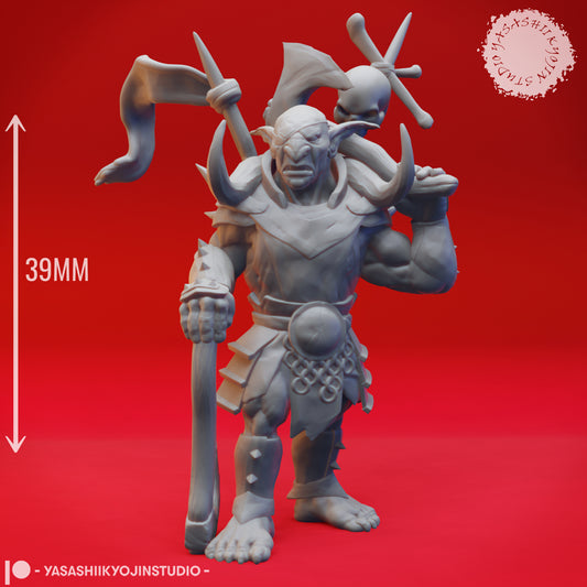 Goblin Warchief - 3D Printed Mini for Tabletop Gaming, Dungeons and Dragons, Pathfinder, Kings of War and other RPG's