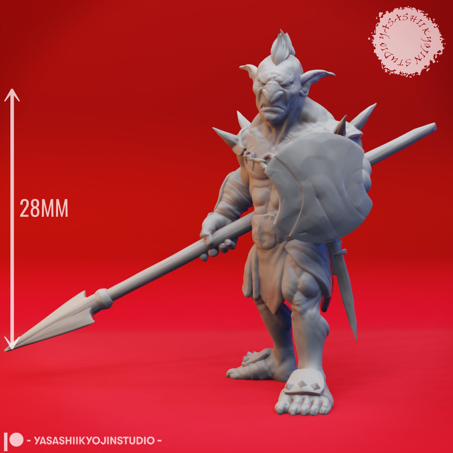 Goblin - Spear - 3D Printed Mini for Tabletop Gaming, Dungeons and Dragons, Pathfinder, Kings of War and other RPG's