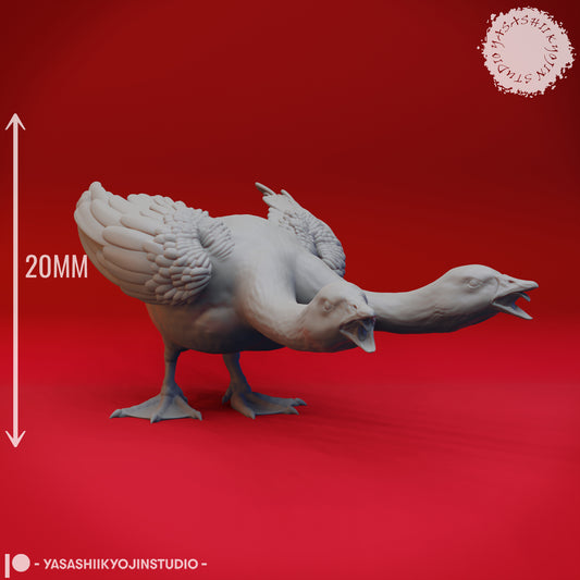 Goose Hydra - 2 Heads - 3D Printed Mini for Tabletop Gaming, Dungeons and Dragons, Pathfinder, Kings of War and other RPG's