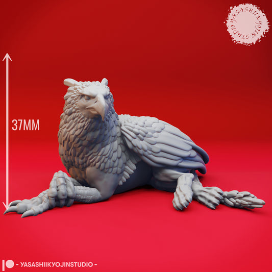 Griffin - Laying - 3D Printed Mini for Tabletop Gaming, Dungeons and Dragons, Pathfinder, Kings of War and other RPG's