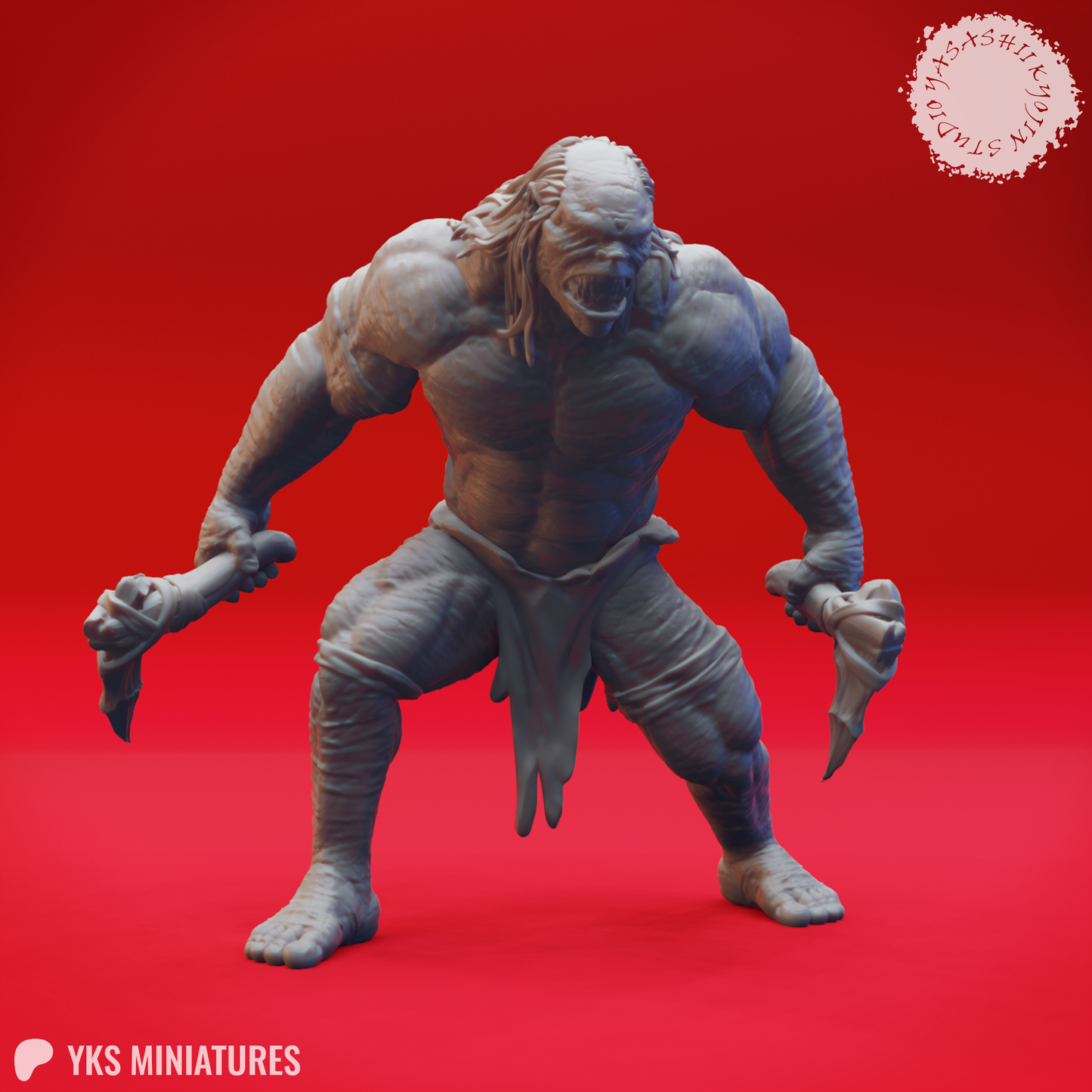 Grimlock - Stone Hatchets - 3D Printed Mini for Tabletop Gaming, Dungeons and Dragons, Pathfinder, Kings of War and other RPG's