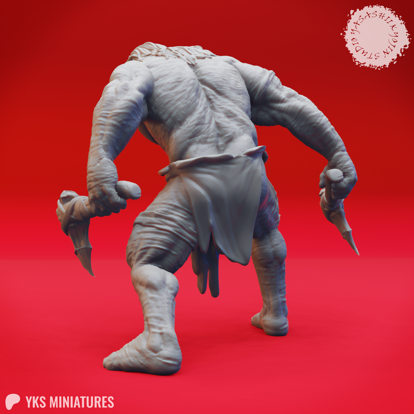 Grimlock - Stone Hatchets - 3D Printed Mini for Tabletop Gaming, Dungeons and Dragons, Pathfinder, Kings of War and other RPG's