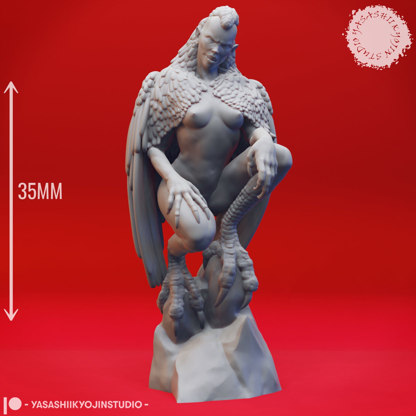 Harpy - Perched - Tabletop MIniature (Pre-Supported STL)