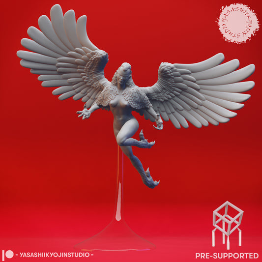 Harpy - Flying - Tabletop MIniature (Pre-Supported STL)