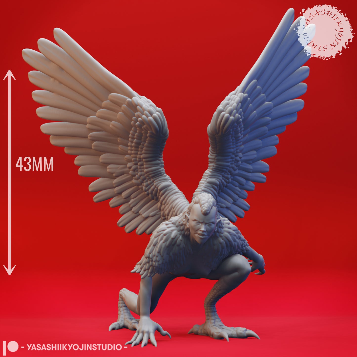 Harpy - Crouching - Tabletop MIniature (Pre-Supported STL)