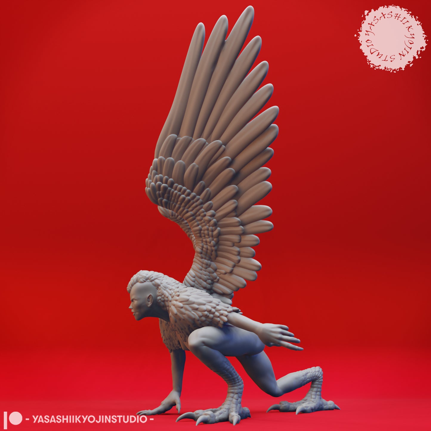 Harpy - Crouching - Tabletop MIniature (Pre-Supported STL)