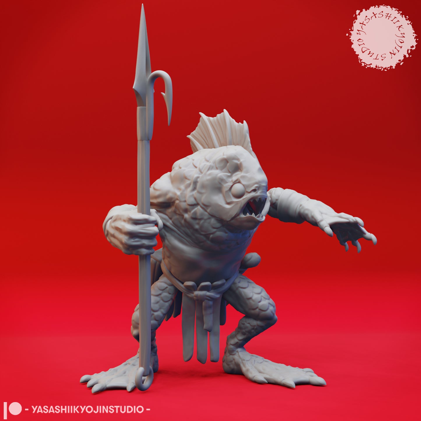 Kuo-Toa - Spear - 3D Printed Minis for Tabletop Gaming, Dungeons and Dragons, Pathfinder, Kings of War and other RPG's