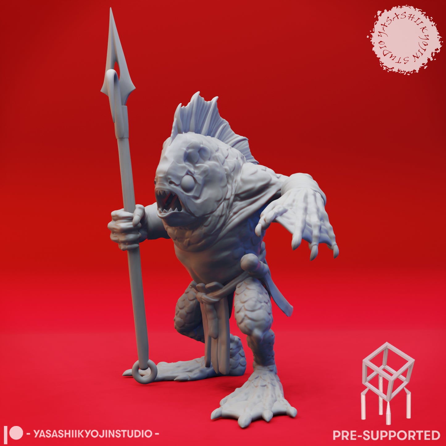 Kuo-toa - Spear - Tabletop Miniatures (Pre-Supported STL)