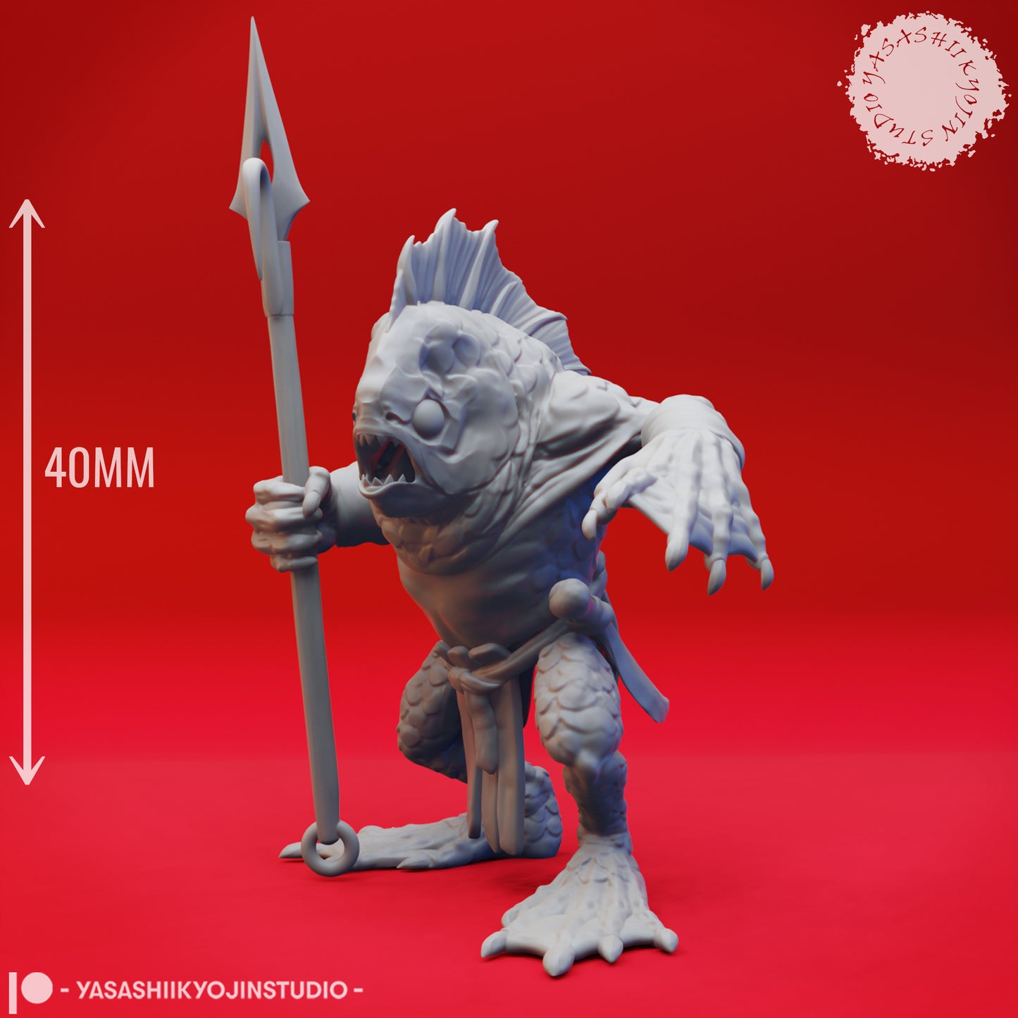 Kuo-toa - Spear - Tabletop Miniatures (Pre-Supported STL)
