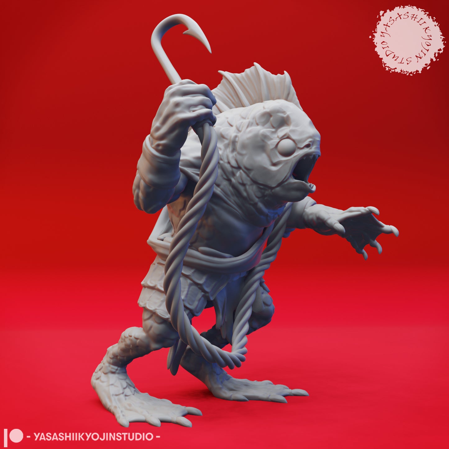 Kuo-Toa - Hook - 3D Printed Minis for Tabletop Gaming, Dungeons and Dragons, Pathfinder, Kings of War and other RPG's