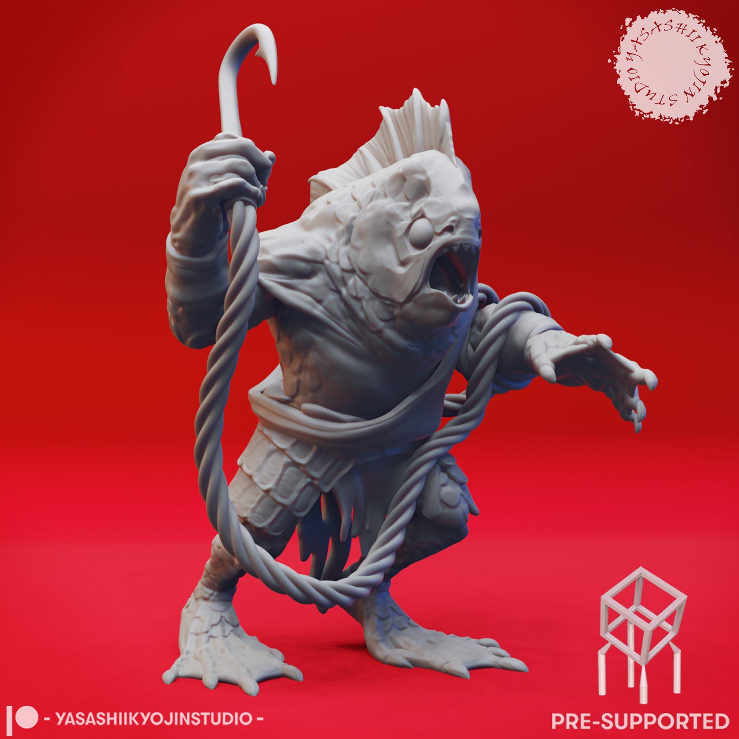 Kuo-toa - Hook - Tabletop Miniatures (Pre-Supported STL)