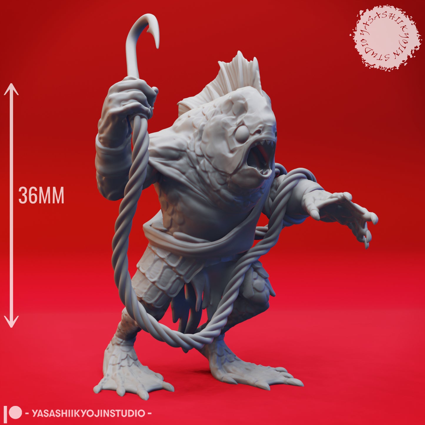 Kuo-toa - Hook - Tabletop Miniatures (Pre-Supported STL)