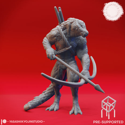 Lizardfolk - Archer - Tabletop Miniature (Pre-Supported STL)