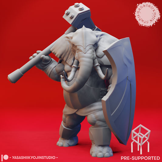 Loxodon Barbarian - Tabletop Miniatures (Pre-Supported STL)