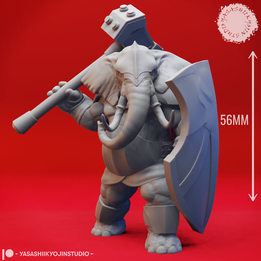 Loxodon Barbarian - 3D Printed Mini for Tabletop Gaming, Dungeons and Dragons, Pathfinder, Kings of War and other RPG's