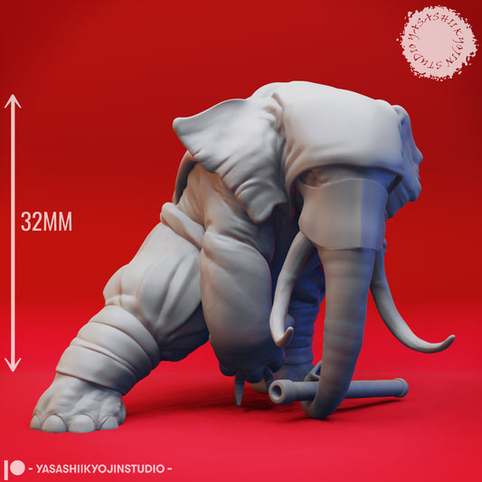 Loxodon Ninja - 3D Printed Mini for Tabletop Gaming, Dungeons and Dragons, Pathfinder, Kings of War and other RPG's