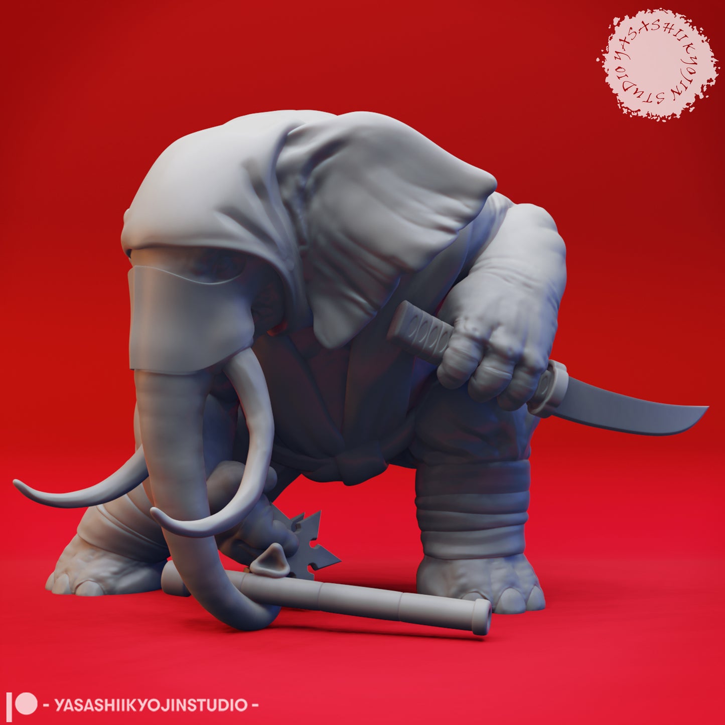 Loxodon Ninja - Tabletop Miniatures (Pre-Supported STL)