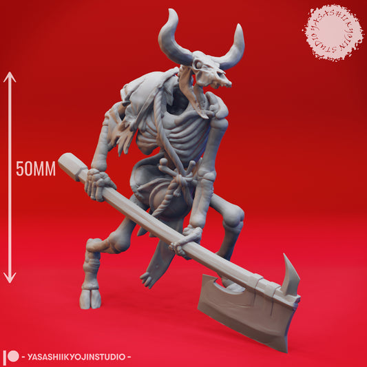 Minotaur - Skeleton - 3D Printed Mini for Tabletop Gaming, Dungeons and Dragons, Pathfinder, Kings of War and other RPG's