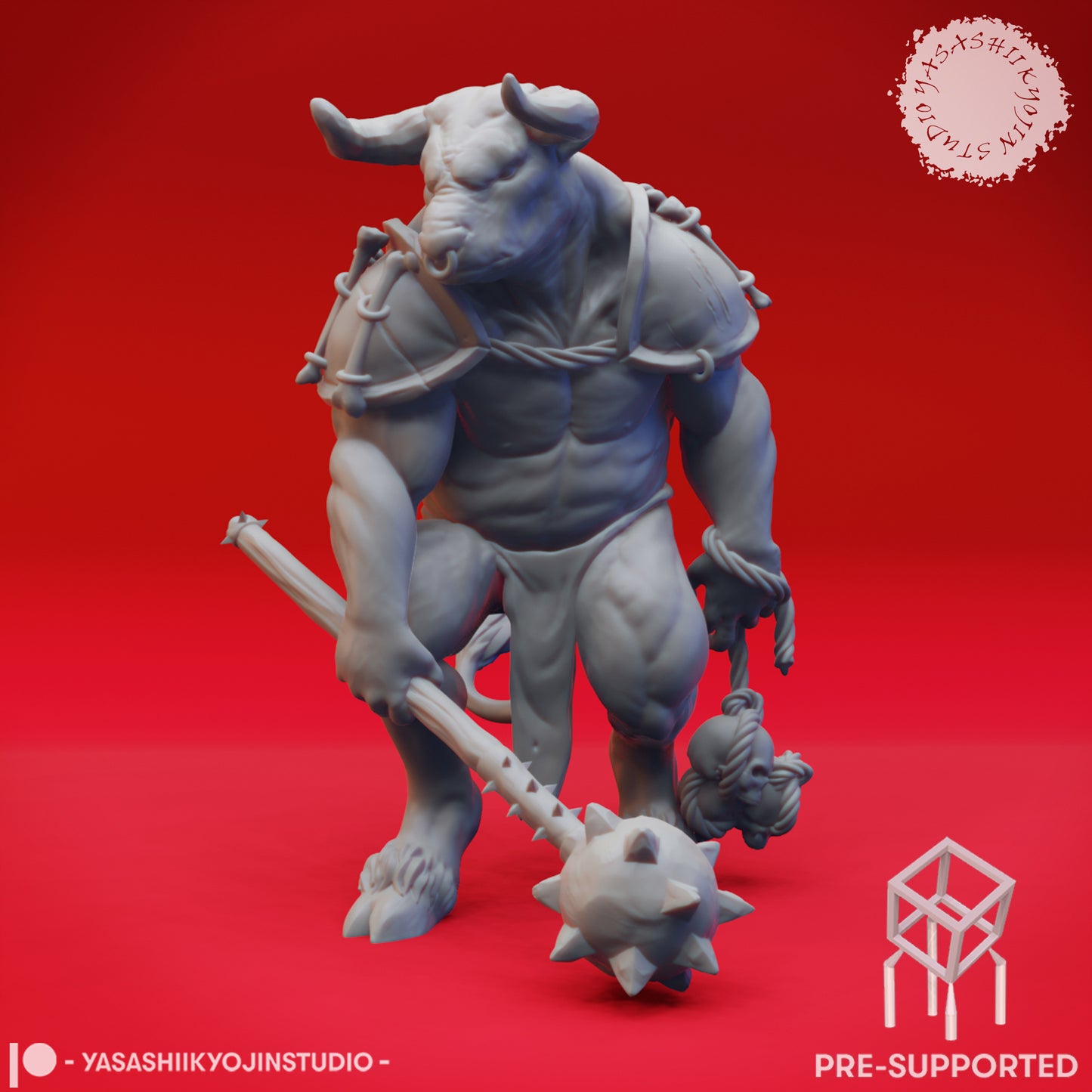Minotaur - Mace - Tabletop Miniature (Pre-Supported STL)