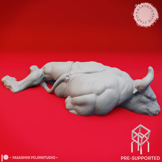 Minotaur - Defeated - Tabletop Miniature (Pre-Supported STL)