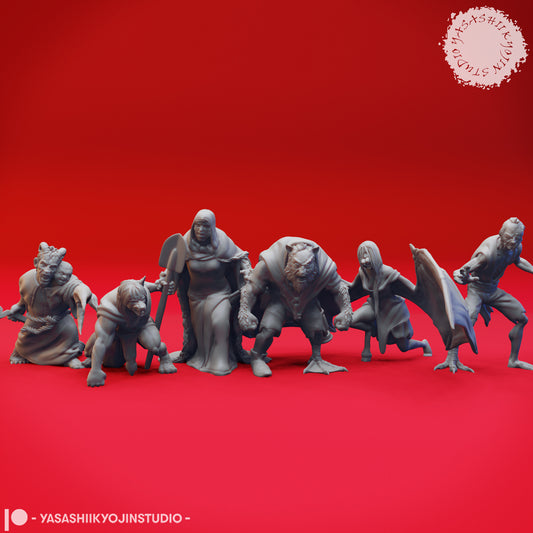 Mongrelfolk - The Belviews - Agro - Bundle - 3D Printed Mini for Tabletop Gaming, Dungeons and Dragons, Pathfinder, Kings of War and other RPG's