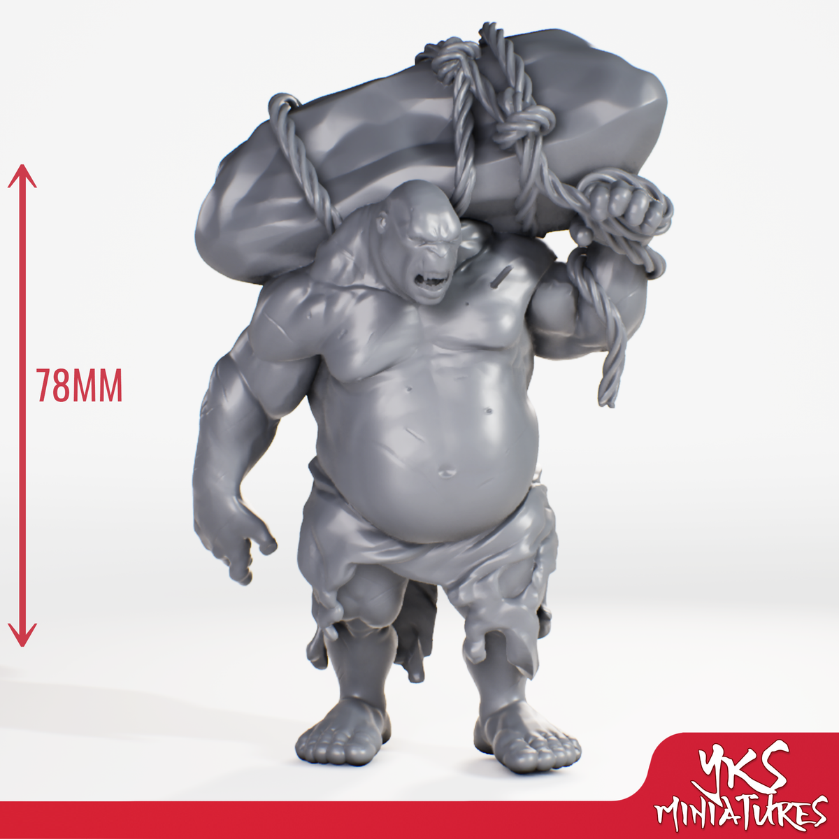 Ogre - Boulder - 3D Printed Mini for Tabletop Gaming, Dungeons and Dragons, Pathfinder, Kings of War and other RPG's