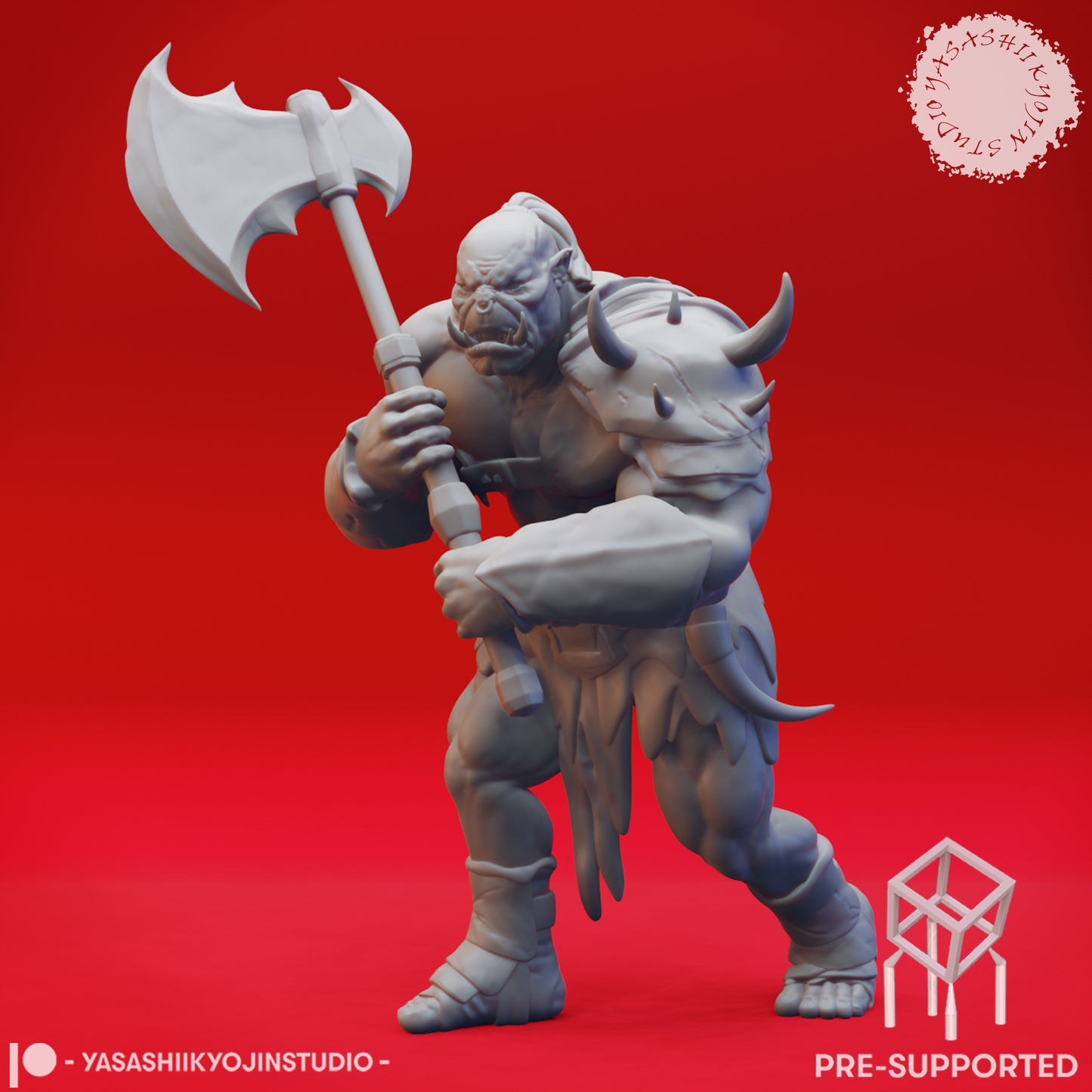 Orc - Axe - Tabletop Miniature (Pre-Supported STL)