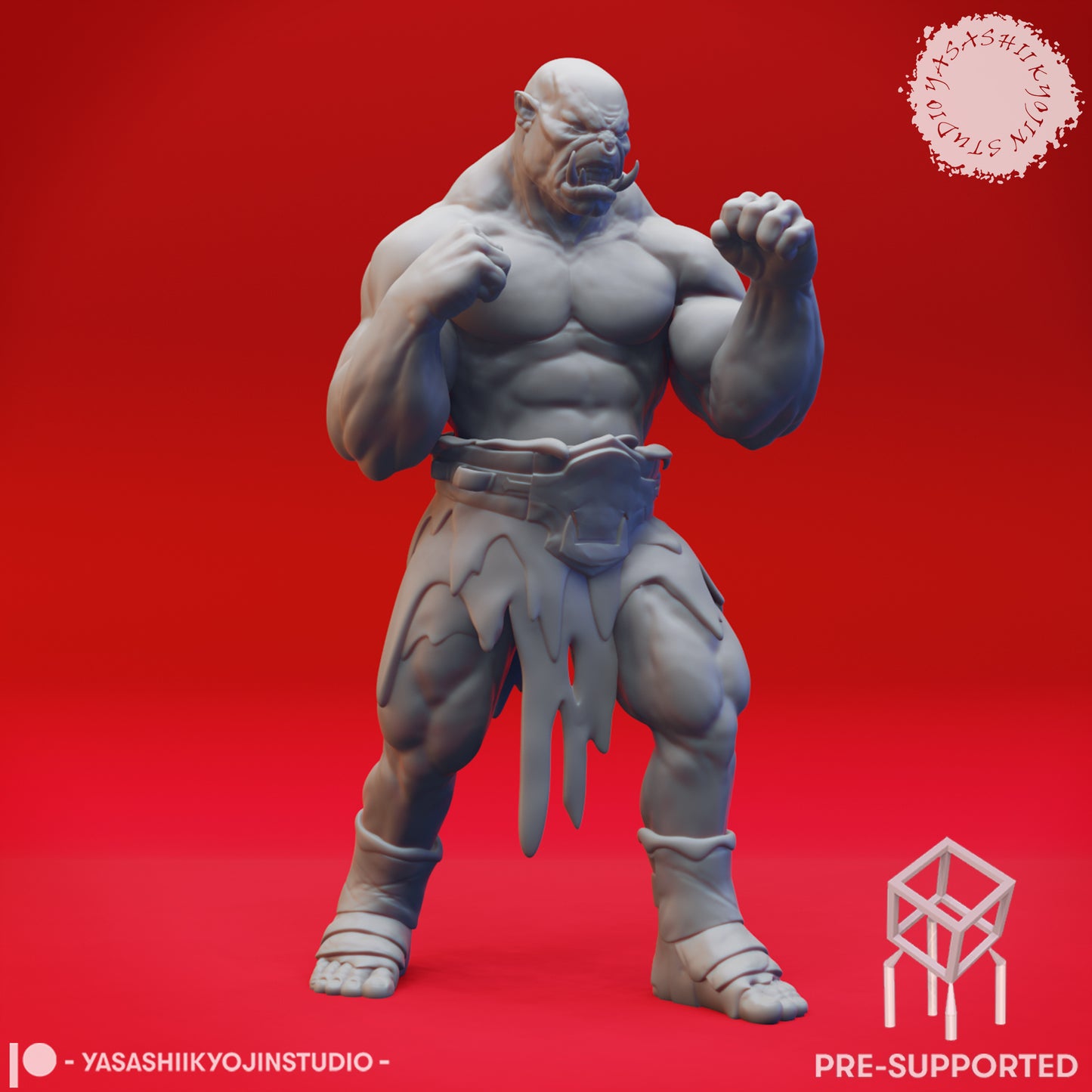 Orc - Brawler - Tabletop Miniature (Pre-Supported STL)