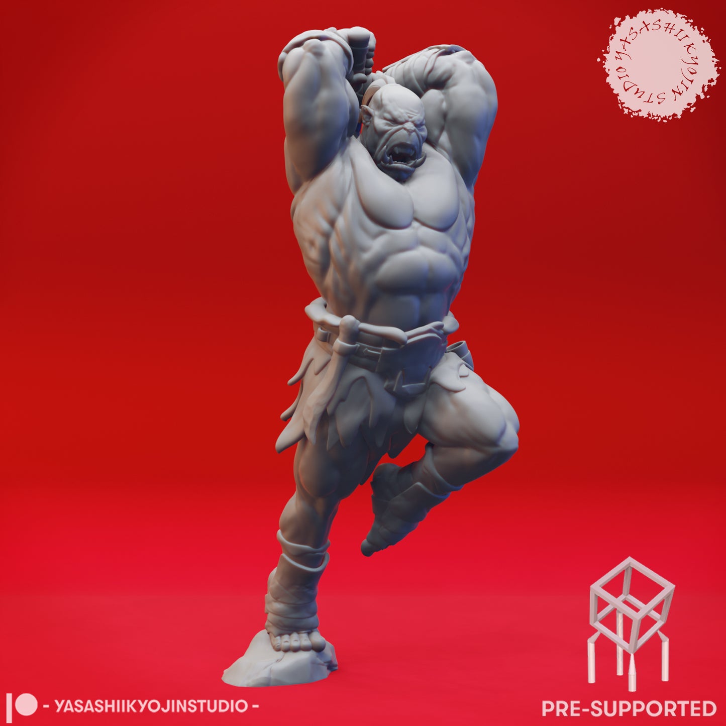 Orc - Leaping - Tabletop Miniature (Pre-Supported STL)