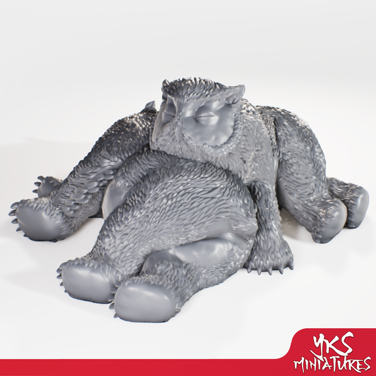 Owlbear Cubs - Sleeping - 3D Printed Mini for Tabletop Gaming, Dungeons and Dragons, Pathfinder, Kings of War and other RPG's