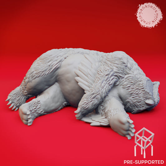 Owlbear - Defeated - Tabletop Miniature (Pre-Supported STL)